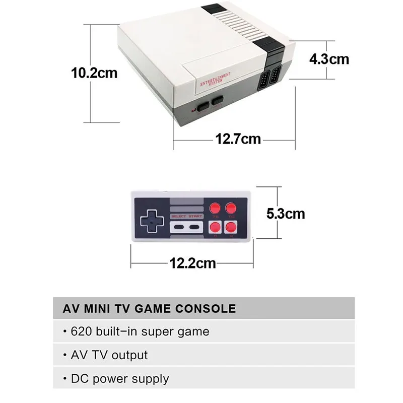 Mini TV Handheld Family Recreation Videogameconsole AV-uitgang Retro Ingebouwd 620 klassieke games Dual Gamepad Gaming_voghion.com