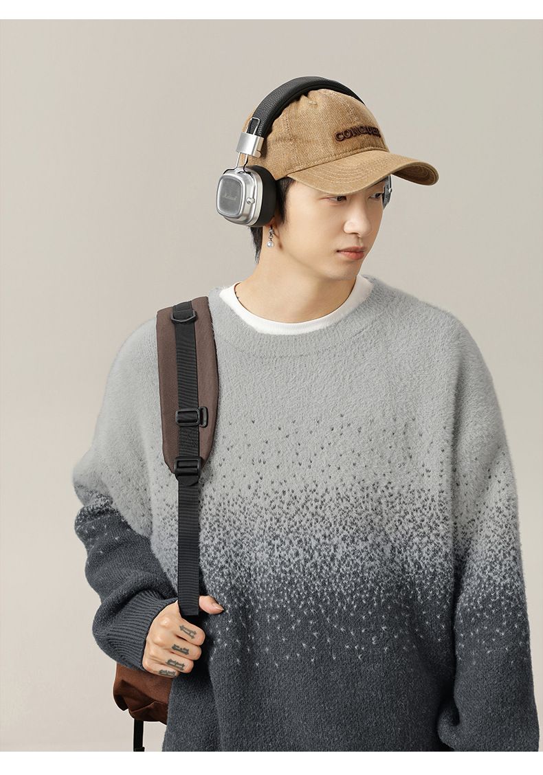Maglione in peluche di visone imitazione con design a cambiamento graduale, autunno e inverno, nuovo maglione caldo lavorato a maglia, trama ampia e giacca alla moda Q_voghion.com