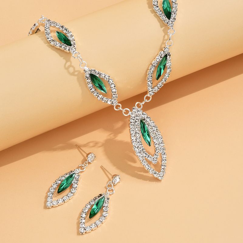 Set di collana e orecchini a goccia in argento - Gioielli in cristallo con strass Sky Eye per ragazze, regalo di alta qualità composto da 2 pezzi_voghion.com