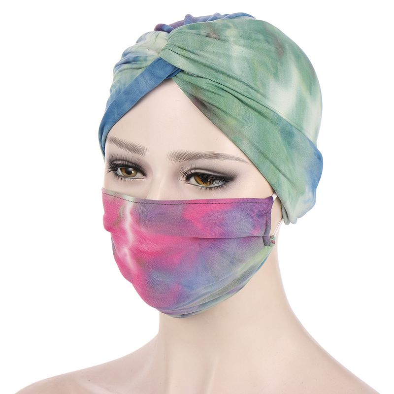 Twist Hood Mask Set Anti-strangle Button Turban Hat Muslim Turban Hat in Stock_voghion.com