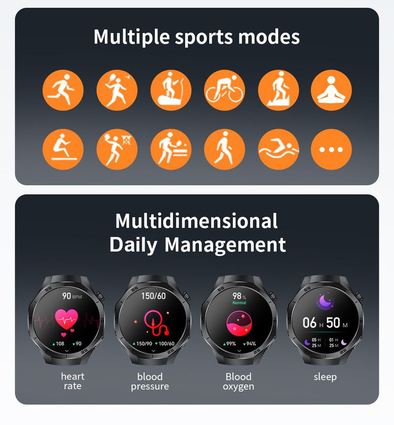 New Cross Border Smart Watch Sports Track Bluetooth Call Sports Mode Heart Rate Health Monitoring Watch_voghion.com