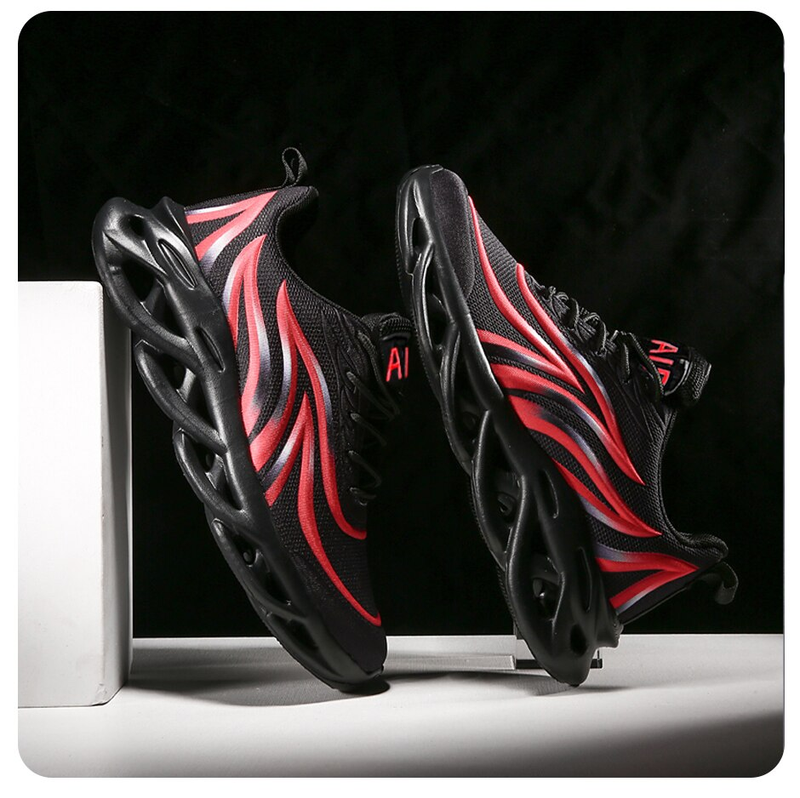 Moda Koşu Ayakkabıları Erkekler Alev Baskılı Sneakers Örgü Atletik Spor Bıçak Yastıklama Koşu Eğitmenler Hafif_voghion.com
