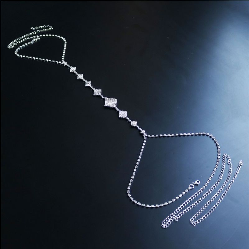Damenschmuck Geometrische Strass-Körperkette Elegante Vintage-Kristall-Brustkette Für Hochzeitsfeiern Ausgehen Kette Körperkette_voghion.com