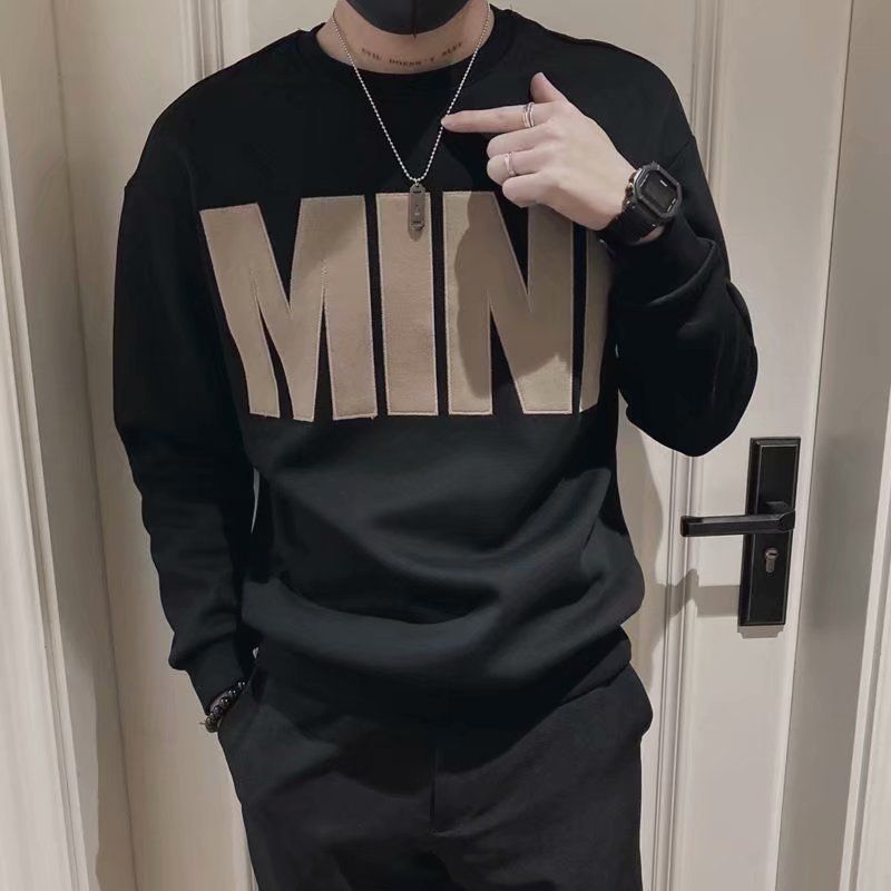 Crewneck Hoodie Male Spring And Autumn Tide Instagram Loose Shirt Handsome Men Plankton Handsome Coat_voghion.com