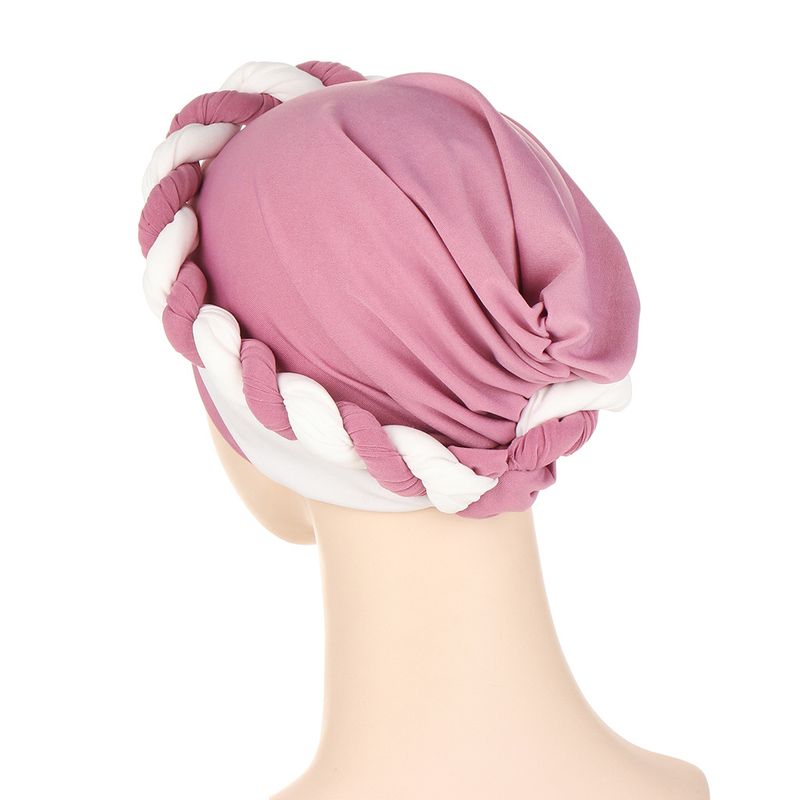 zweifarbige, einfach geflochtene Turban-Mütze aus Milchseide_voghion.com