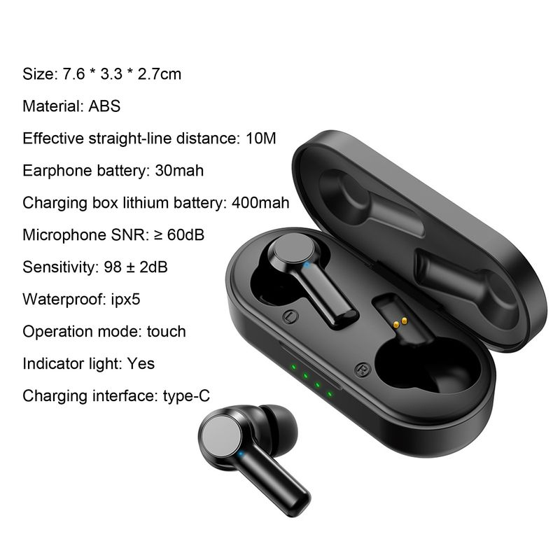 W20 Kablosuz Kulaklık Gürültü Azaltma Bluetooth uyumlu 5.0 Stereo Spor Mini Kulak Içi Kulaklıklar Cep Telefonu için_voghion.com