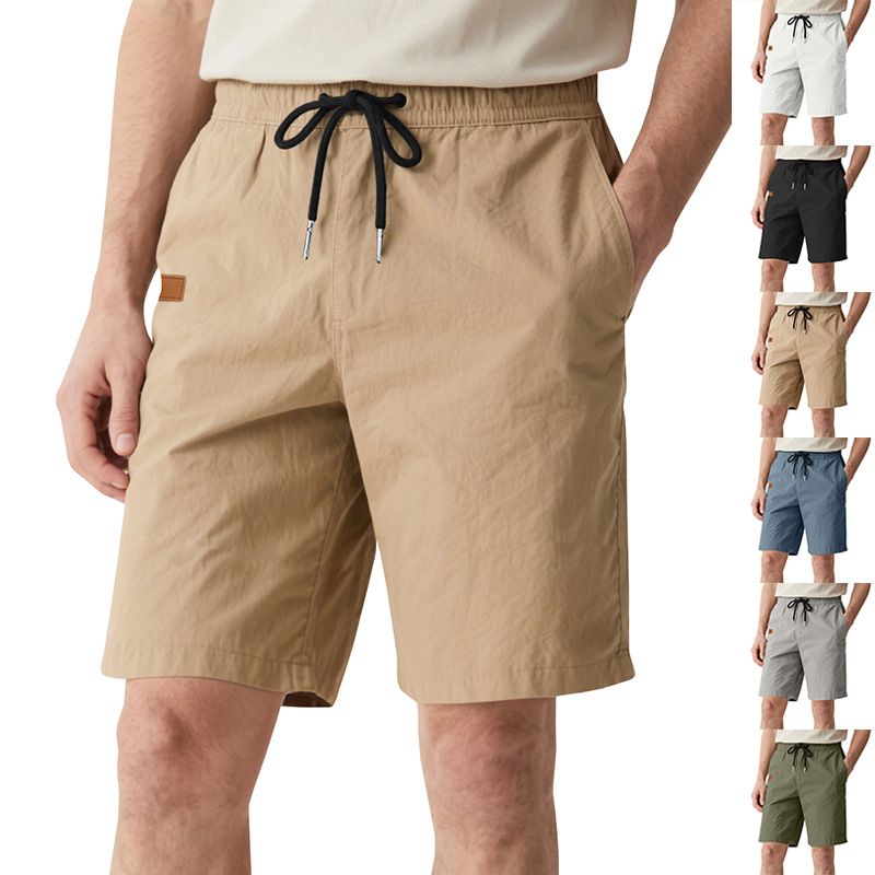 Pantalones de playa para hombre, de verano, informales, ligeros y lujosos, de cinco puntos, con cordón cruzado, talla grande_voghion.com