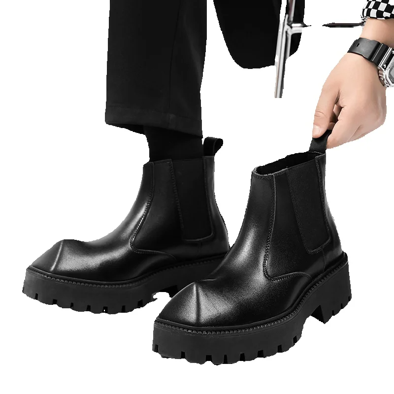 Thick Bottom British Heightening Martin Boots Leather Shoes Hundred Models Men's Boots_voghion.com