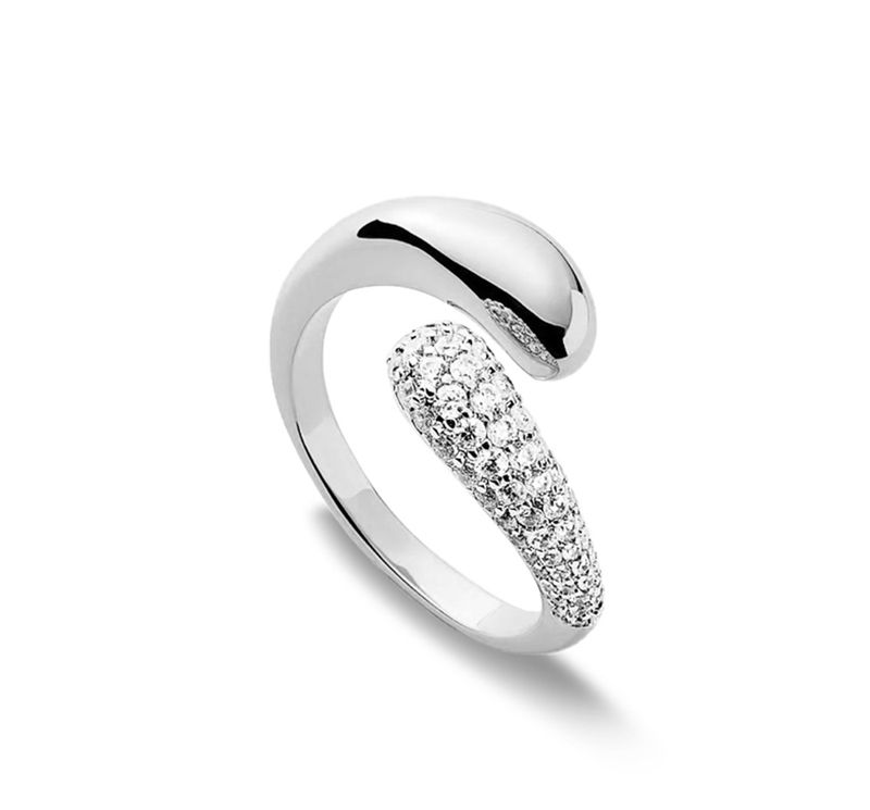 Anello da donna a forma di goccia d'acqua, leggero, di lusso, di alta qualità, alla moda, versatile, aperto, squisito anello per indice._voghion.com