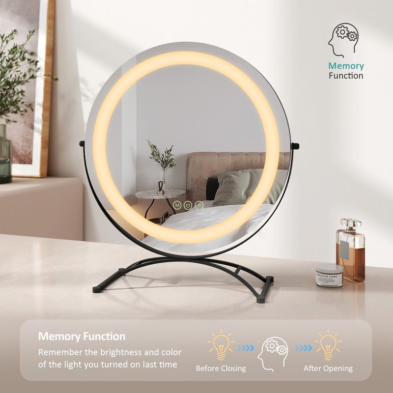 Round LED Hollywood Vanity Makeup Mirror Dressing Table Mirror Light Up 47*40 Cm_voghion.com