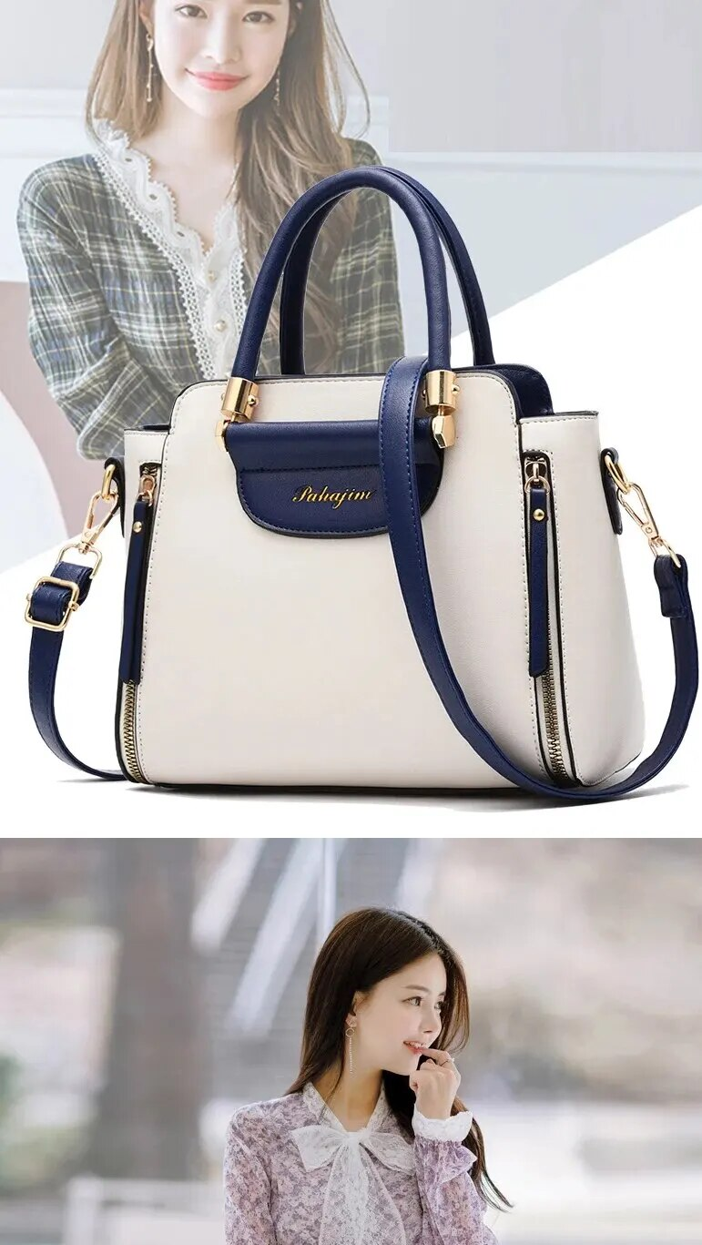 Fashion Color Contrast Handbag, ing Striped Crossbody Bag, Women's Elegant Office & Work Purse_voghion.com