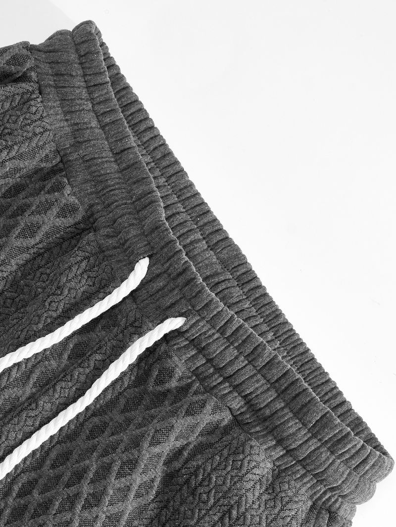 Completo casual da uomo con felpa con cappuccio e pantaloni da jogging con stampa jacquard - Comodo pullover a maniche lunghe e pantaloni larghi per sport e tempo libero_voghion.com