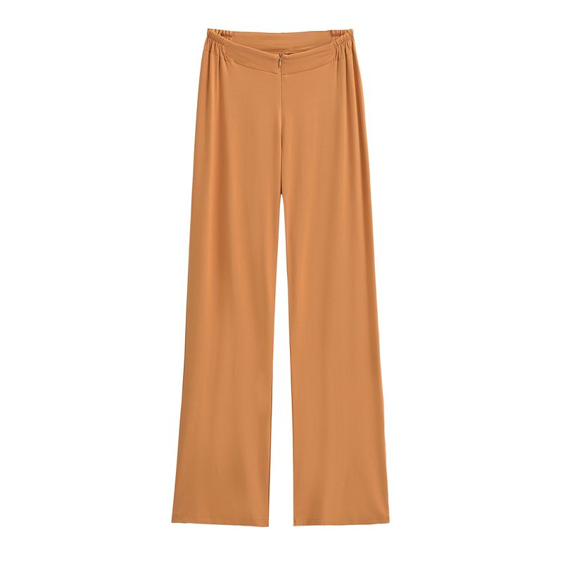 Pantalon de fitness décontracté taille V avec fermeture éclair pour femme, léger et ample, effet drapé, idéal pour l'exercice à domicile, collection automne 2024_voghion.com