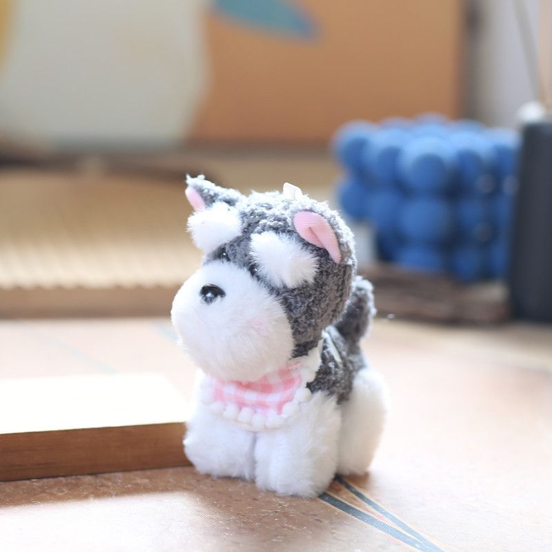 Adorable Schnauzer Keychain Plush Soft Short Plush Cute Dog Bag Charm 12cm_voghion.com
