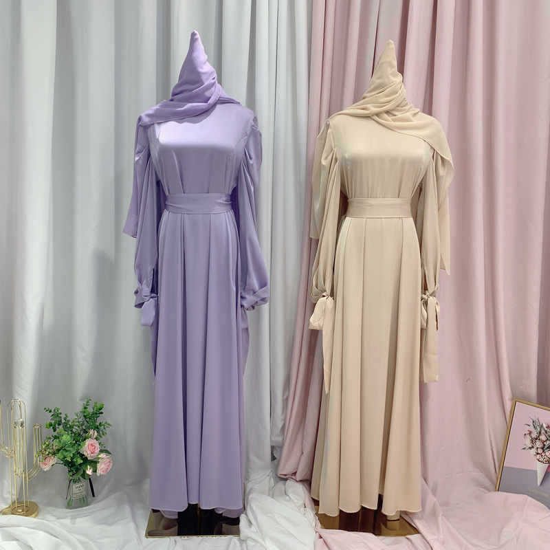 Dameskleding Spot Moslim damesjurk vrouwelijke tuniek tuniek Dubai satijn hoge dichtheid satijn maxi jurk_voghion.com