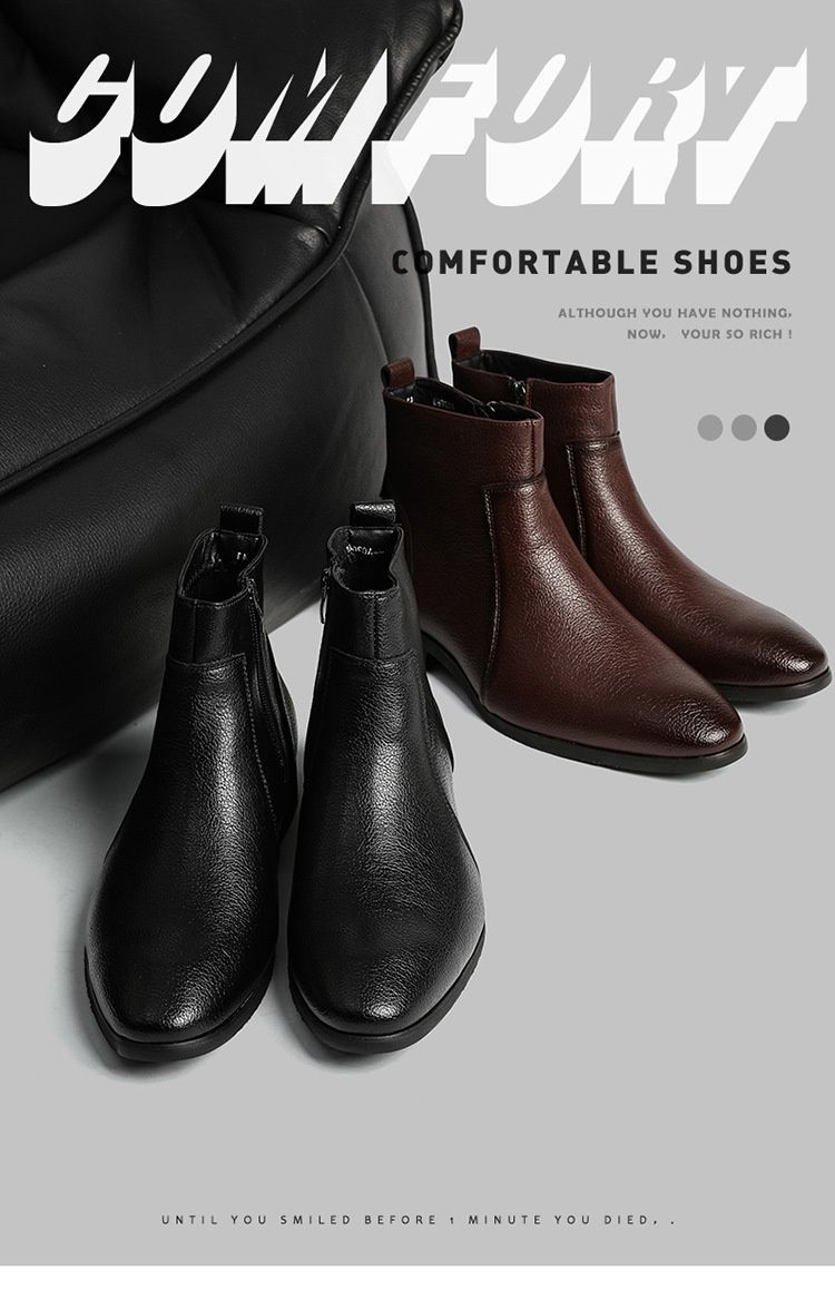 Glide Glide Autunno Inverno Nuovo Uomo Semplice Sottile Morbido Pelle Business Ufficio Europeo Americano Cerniera Laterale Stivaletti Corti Taglia Grande_voghion.com