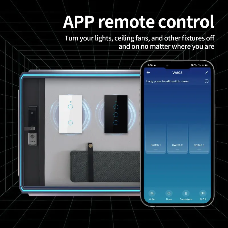 Interruttore Tuya US CE da 1/2/3/4 Gang WiFi Zigbee, senza neutro/filo, pulsante a parete per il controllo della luce LED, funzione vocale intelligente con Alexa_voghion.com