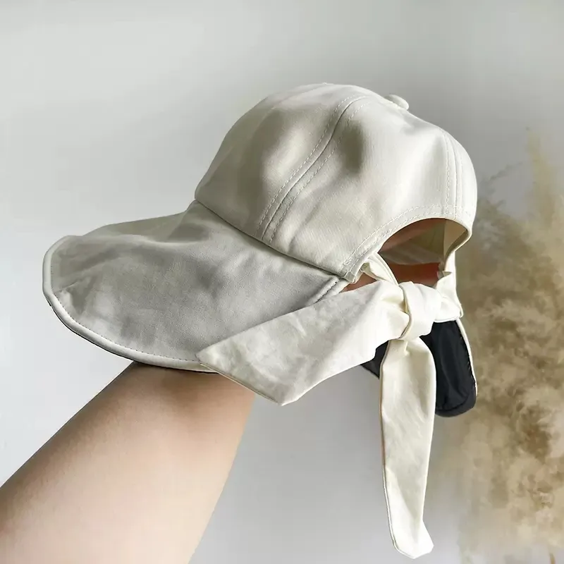 Cappello estivo da donna alla moda per il sole, tesa larga, protezione UV per il collo, cappelli da spiaggia, fiocco, cappelli da pescatore, pieghevoli, coda di cavallo, viaggio, Panama_voghion.com