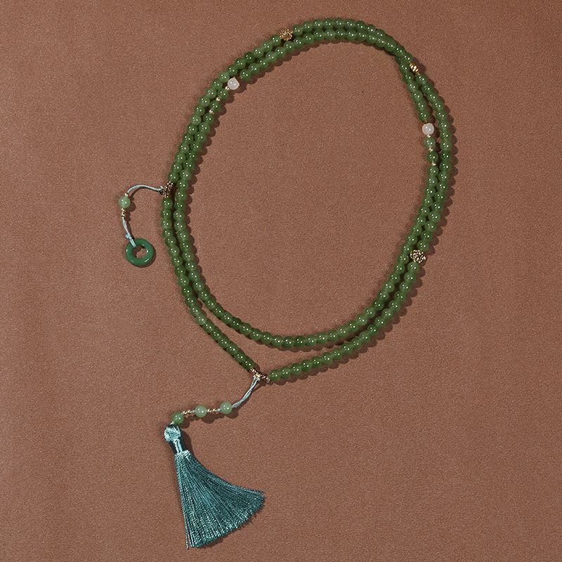 Collier long en perles de cinabre, plusieurs styles de port, nouvelle tendance nationale chinoise 2024, chaîne de pull à bandoulière_voghion.com