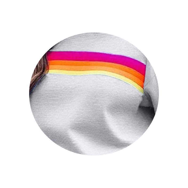 Felpa arcobaleno spessa e foderata in pile da donna, invernale, due pezzi, a maniche lunghe e gambe lunghe_voghion.com