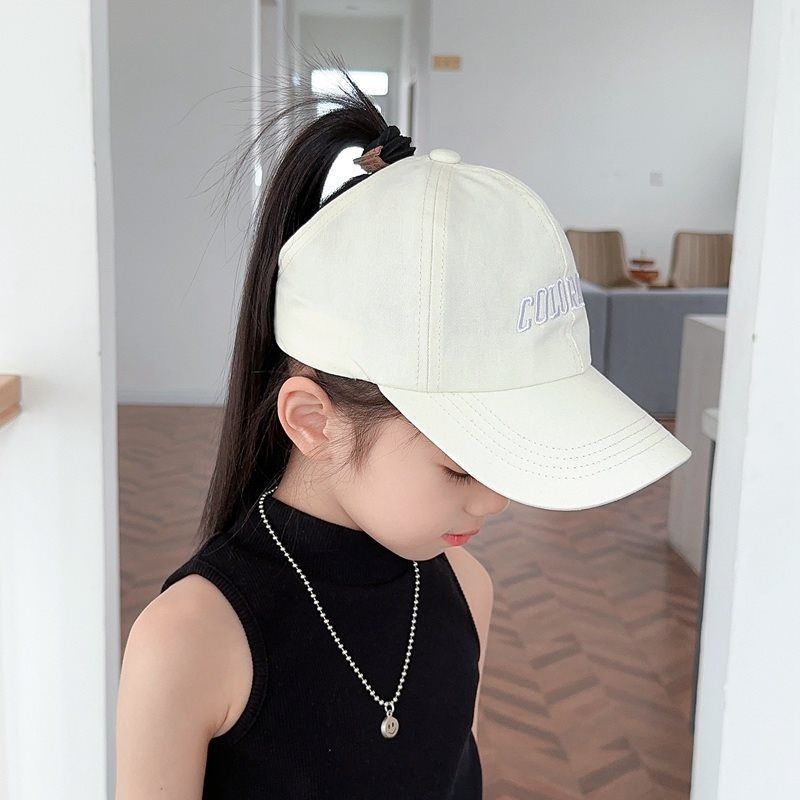 Gorra de béisbol de verano para niñas, con cola de caballo alta, moderna y con visera, para proteger del sol a los bebés._voghion.com