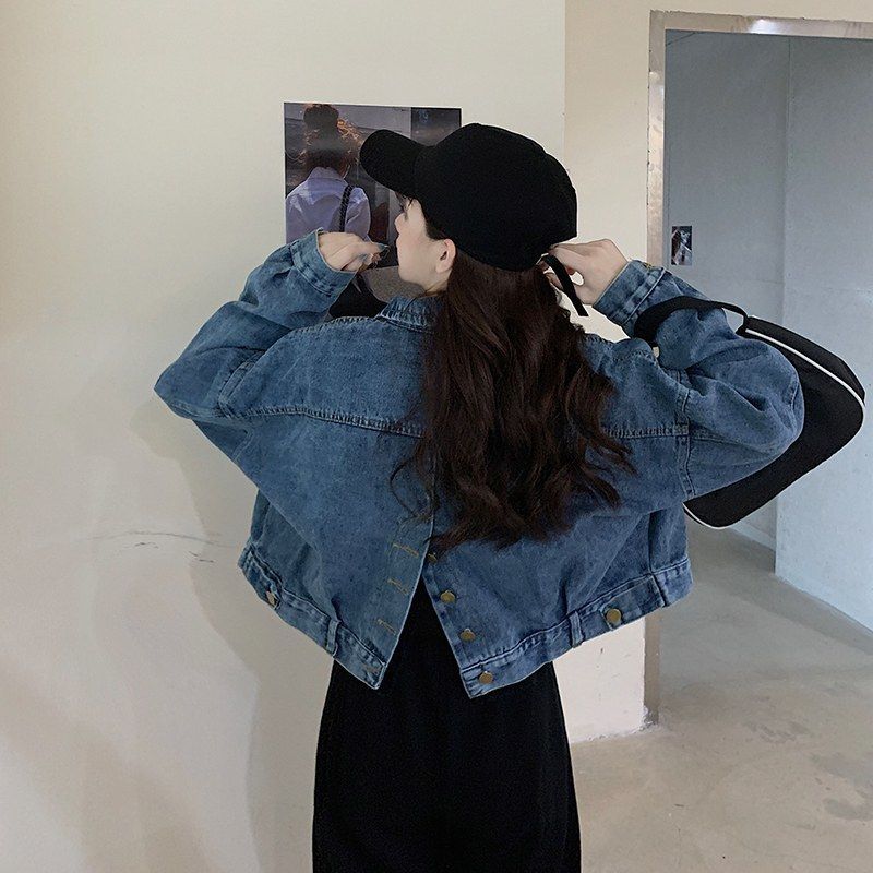 Veste courte en jean pour femme - Design élégant avec dos fendu, coupe décontractée, style décontracté polyvalent_voghion.com