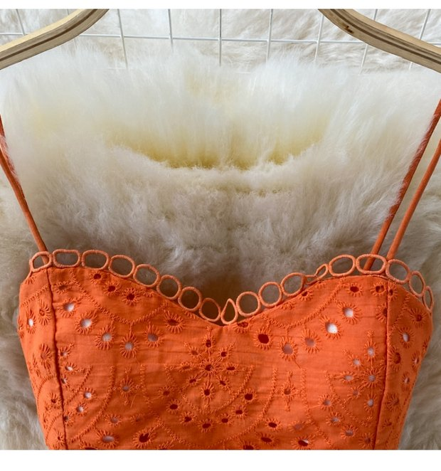 Women's Backless Short Tube Top Camisole Top Two-piece Suit 1 Waist Ruffle Skirt_voghion.com
