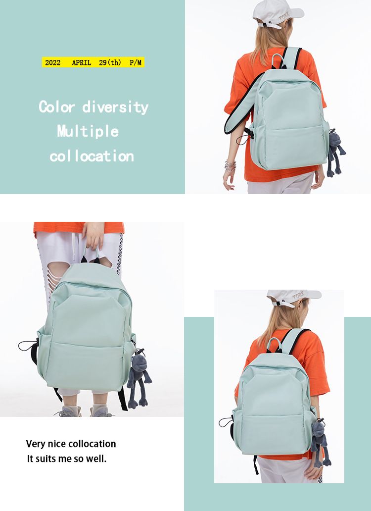Neue koreanische Version Vielseitige Schultasche Herren Einfarbiger Rucksack Damen High School Rucksack College Student Computertasche Advanced Sense_voghion.com