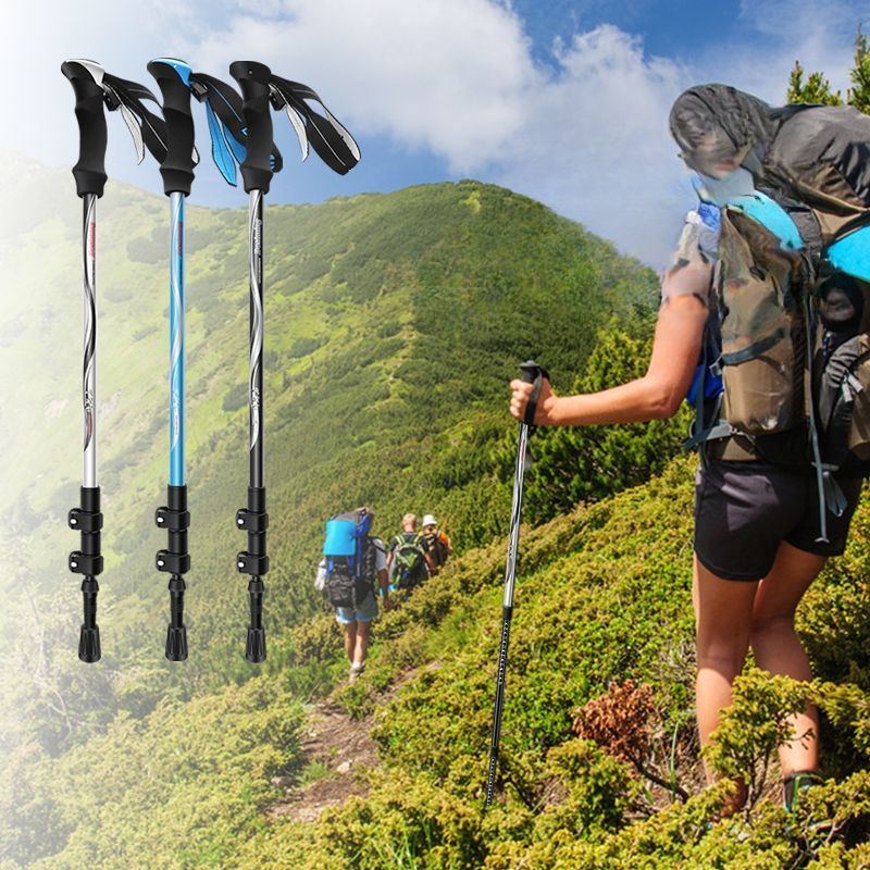 Bosim Süper Hafif Sağlam Kaymaz Trekking Bastonu Üç Bölmeli Teleskopik Taşınabilir Karbon Fiber Yürüyüş Bastonu_voghion.com