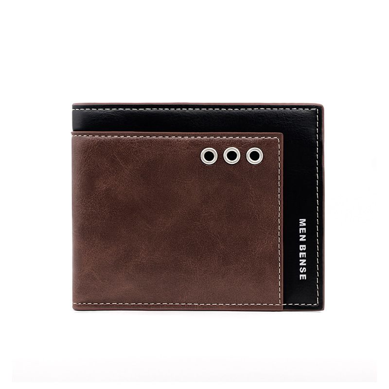 Korean Version Short Color Block Hinge Large Capacity Multi-Card Slot Casual Fashion 80% Off Men's Wallet_voghion.com