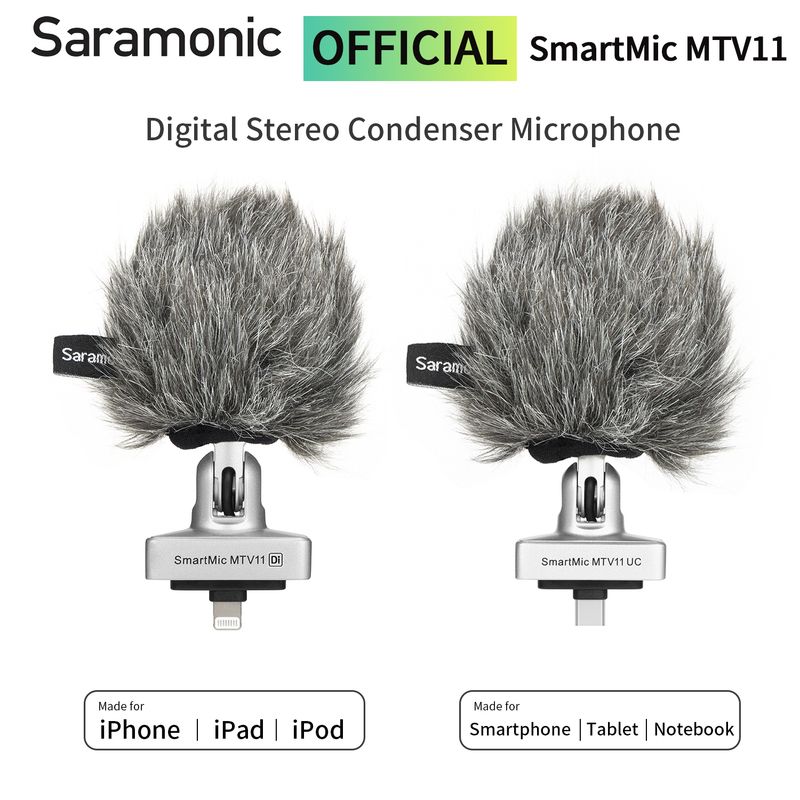 Saramonic SmartMic MTV11 UC/Di Microfono a condensatore Plug And Play per iPhone Android PC Laptop Streaming Youtube_voghion.com