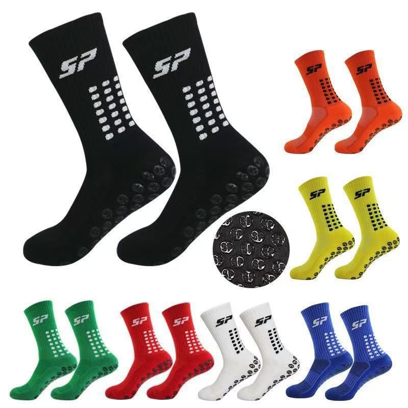 Chaussettes de sport antidérapantes SP – Chaussettes de football, de course à pied et de randonnée avec picots antidérapants et semelle éponge respirante (blanc/noir/rouge/autres couleurs)_voghion.com