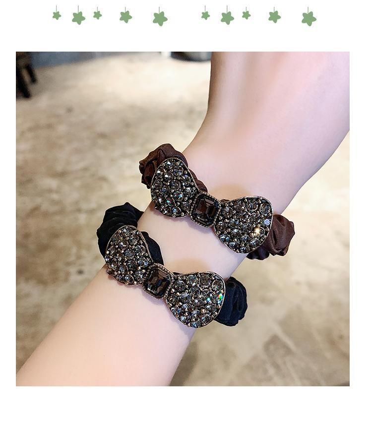 Fascia con fiocco in strass di alta qualità coreana, anello per l'intestino tenue francese alla moda retrò, cordino per la testa, elastico per capelli_voghion.com