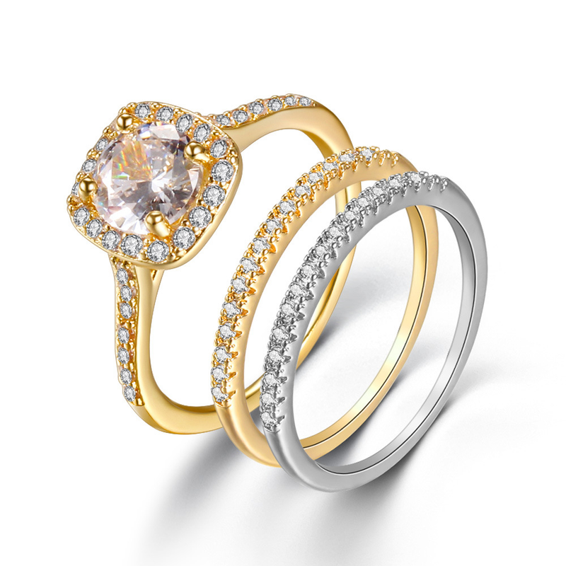 Anello da donna con micro pavé di zirconi, anello combinato di alta qualità e molto popolare_voghion.com