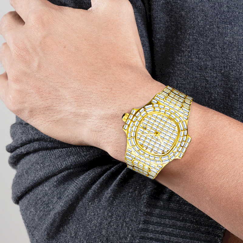 Orologio al quarzo da uomo di alta qualità con calendario impermeabile e quadrante quadrato con diamanti_voghion.com