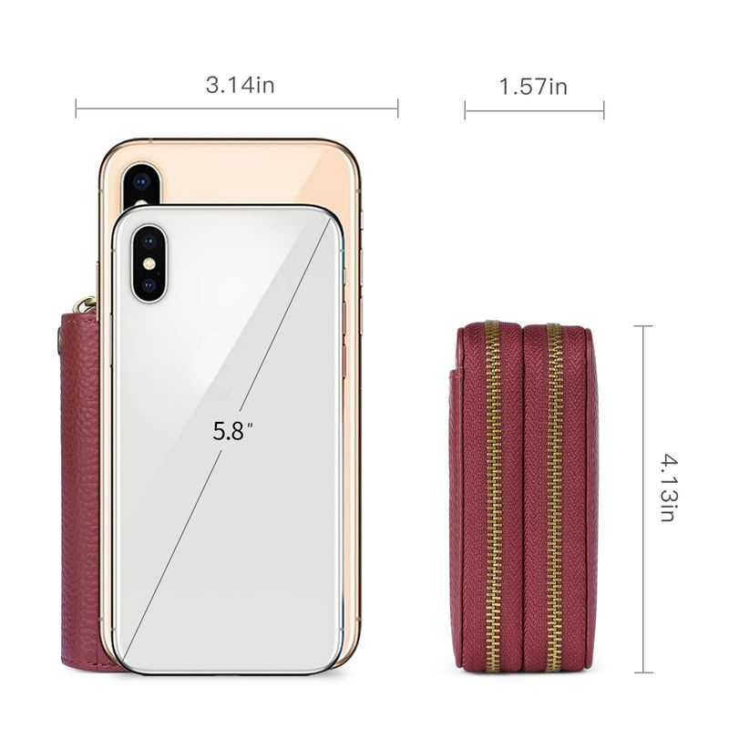 First Layer Cowhide Double Layer Zipper Organ Card Holder Women's rfid Anti-Magnetic Leather Key Case Card Holder ID Card Holder_voghion.com