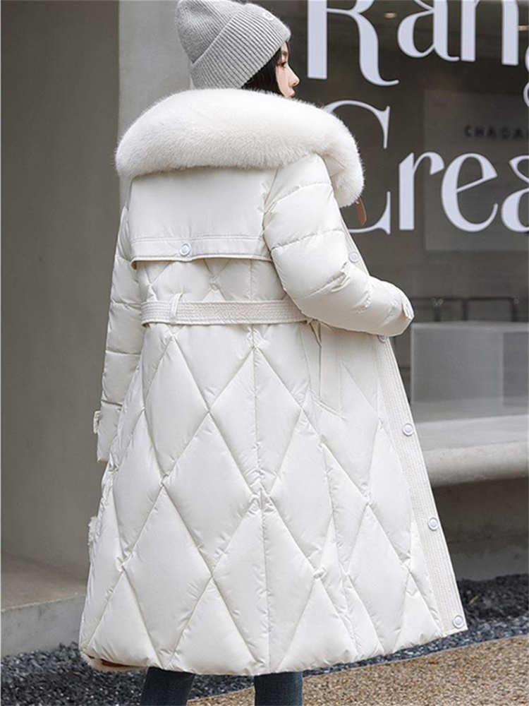 Botvotee-Parkas largas elegantes para mujer, chaquetas con cordones de manga larga a la moda coreana, informales, Otoño e Invierno 2023_voghion.com