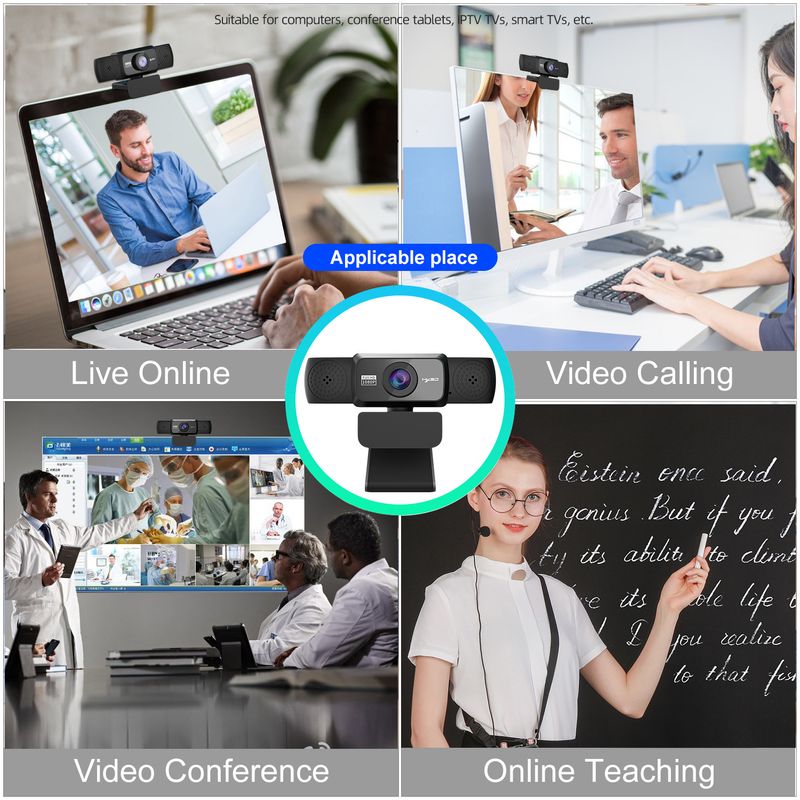 Nueva computadora S5 de alta definición 1080P con cámara de conferencia giratoria de 360 grados para transmisión en vivo de cursos en línea_voghion.com