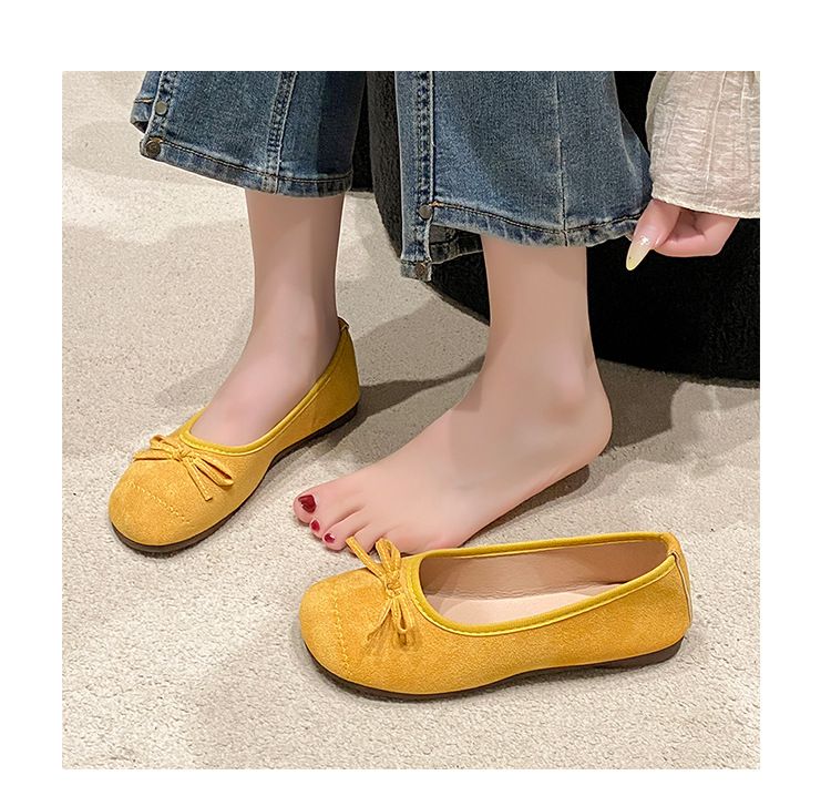Casual Single Shoes Shoes Women's Retro Flat Bow One Pedal Lazy Shoes Simple Fashion Doudou Shoes_voghion.com