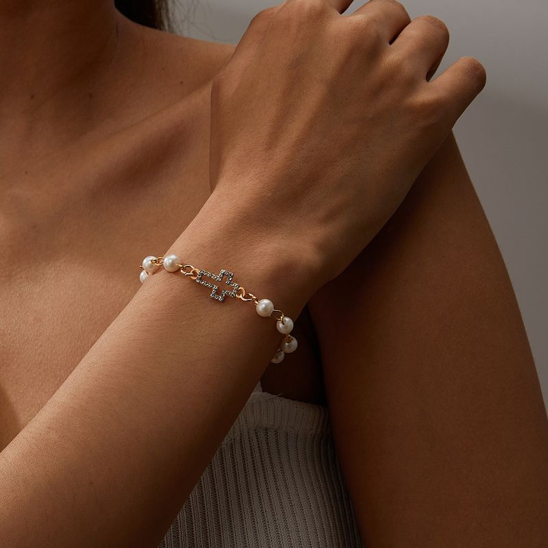 Bracelet créatif en forme de 8 avec perles creuses et strass pour femme_voghion.com