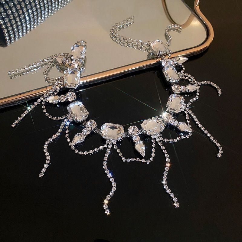 Ciucure exagerat cu diamant și claviculă luxoasă, Sese elegant avansat, colier cu anunțuri reci și largi, adormet pentru_voghion.com