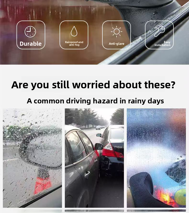 Rearview Reversing Mirror Reflective Car Anti-Fog Glass Window Rainy Day Film Anti-Glare_voghion.com