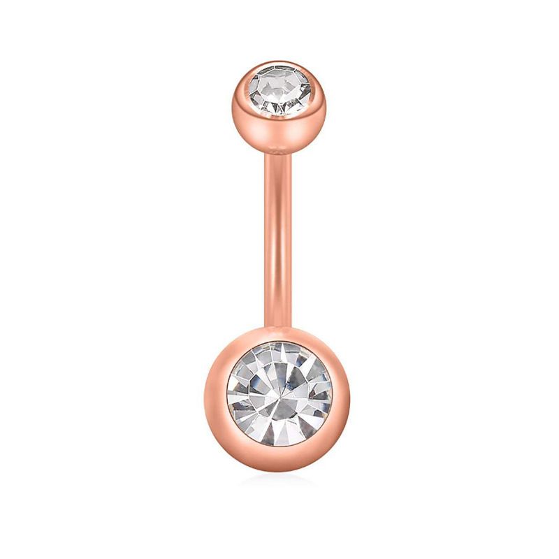 Gioielli per piercing all'ombelico con doppio diamante, placcatura sotto vuoto in acciaio inossidabile di base per e-commerce transfrontaliero_voghion.com