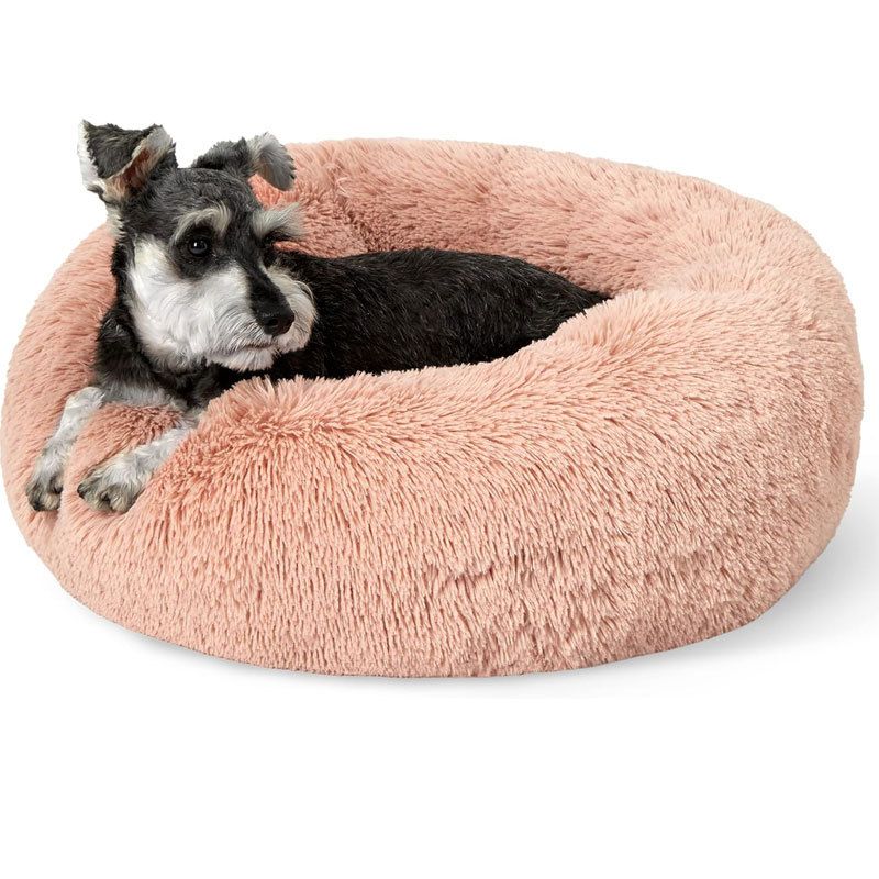 Esterilla redonda de felpa con forma de dona para perros, gorro de sueño profundo para mascotas, cama para gatos_voghion.com
