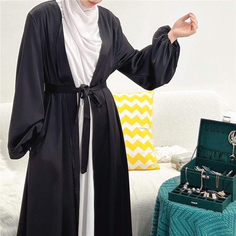 Strickjacke mit Puffärmeln, farbenfroher, eleganter langer Rock_voghion.com