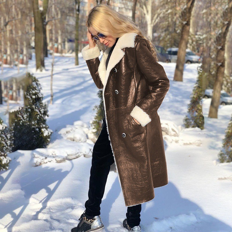 Women's Clothing Fashion Rabbit Fur Splicing Jacket Women's Winter Warm PU Leather Jacket New Slim Long Sleeve Jacket_voghion.com