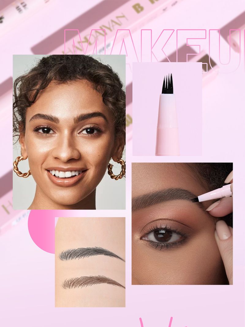 Vierzackiger flüssiger Augenbrauenstift, natürlicher Augenbrauenstift, wasserfest, schweißfest, dauerhaft, verfärbt sich nicht_voghion.com