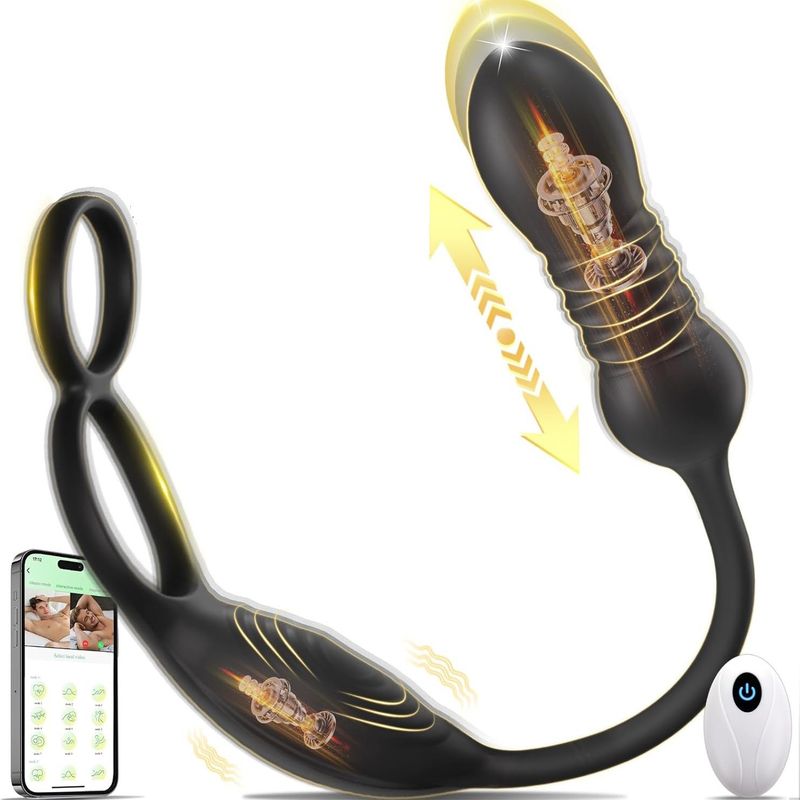 Gorman - Masajeador de próstata y orgasmo con doble anillo de bloqueo de semen, control remoto por aplicación, tapón anal vibratorio telescópico, masturbador_voghion.com
