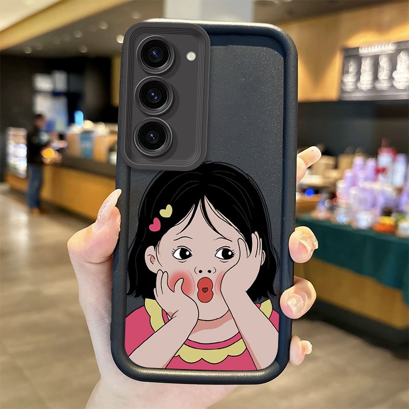 Personality Funny Girl Cartoon Phone Case for Samsung Galaxy S25 S24 S23 S22 S21 Ultra Plus S23 S21 S20 FE Silicone Shockproof Cover_voghion.com