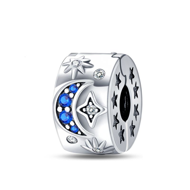 Gioielli da donna in argento 925 placcato in rame, di alta qualità, con ciondolo a forma di stella e luna, adatti per la creazione di bracciali e collane fai da te._voghion.com